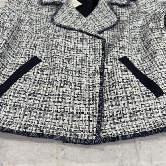 Chico's Moto Tweed Trim Detail LS Jacket Size 1 8-10 Classic Navy 1/2 Zip NWT - Picture 16 of 16
